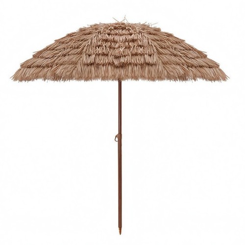 Straw umbrella round outdoor - straw,