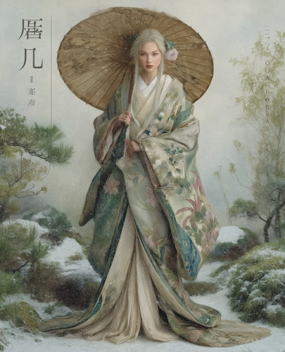 Blonde woman pale - in, floral